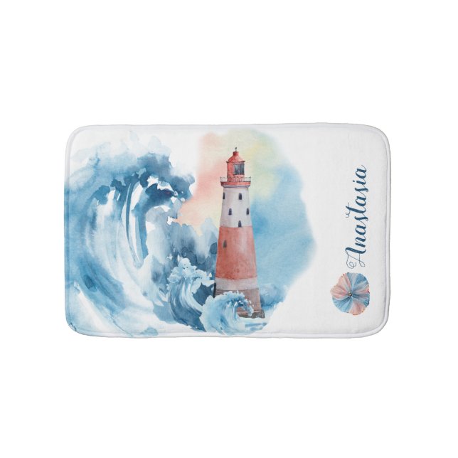Alfombrilla De Baño Wave de faro acuático (Anverso)