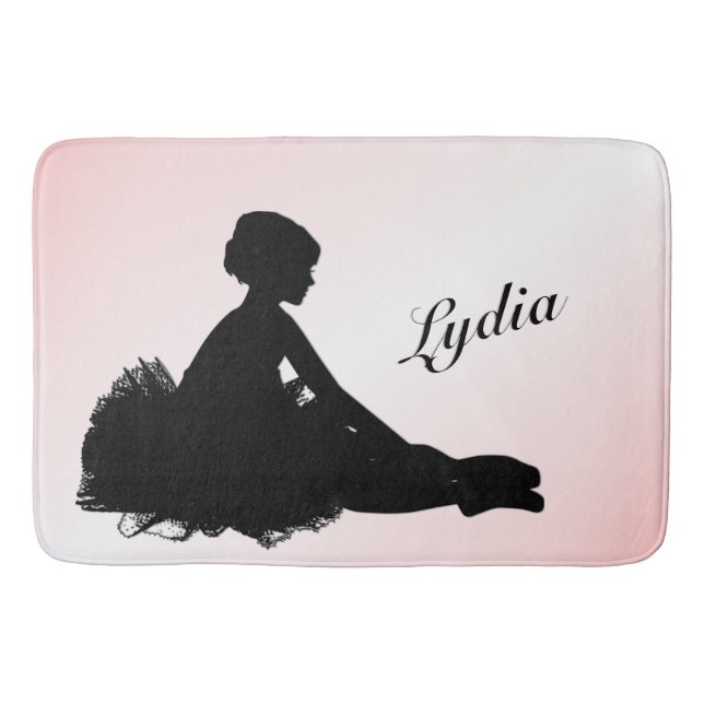 Alfombrilla De Baño Weary Ballerina Personalizada con Nombre Rosa (Anverso)