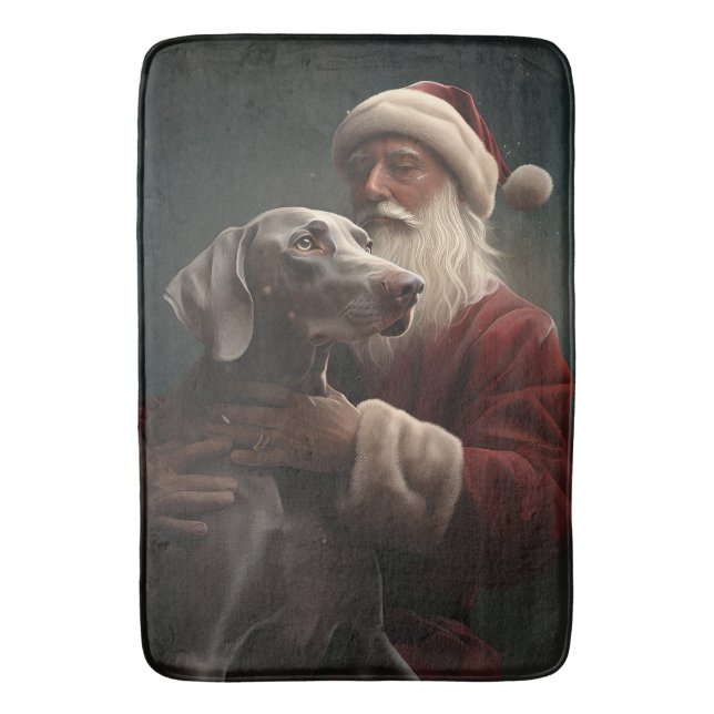 Alfombrilla De Baño Weimaraner Con Navidades Festividades De Santa Cla (Frente vertical)