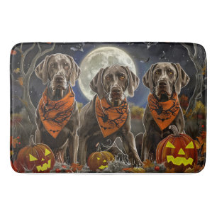 Alfombrilla De Baño Weimaraner Halloween Espeluznante 