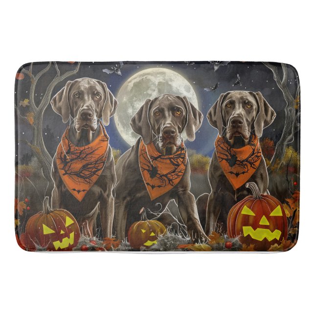 Alfombrilla De Baño Weimaraner Halloween Spooky (Anverso)