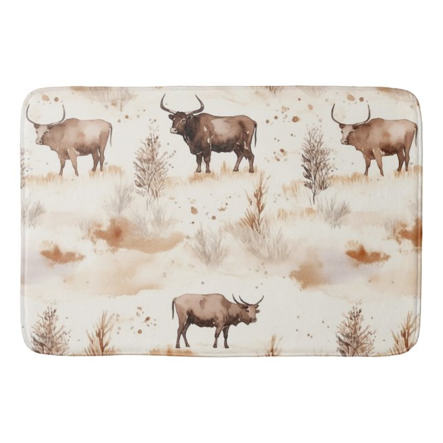 Alfombrilla De Baño Western Southwest Animal Highland Cow (Anverso)