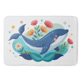 Alfombrilla De Baño Whale And Flowers Mat