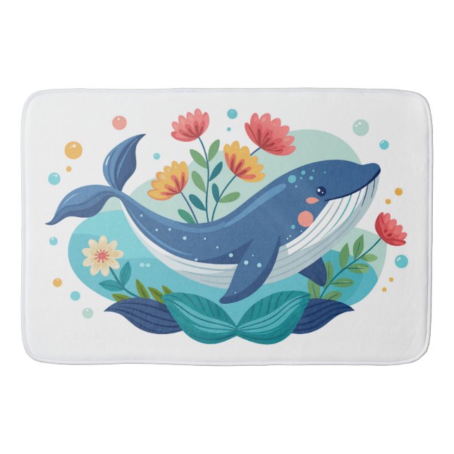 Alfombrilla De Baño Whale And Flowers Mat (Anverso)