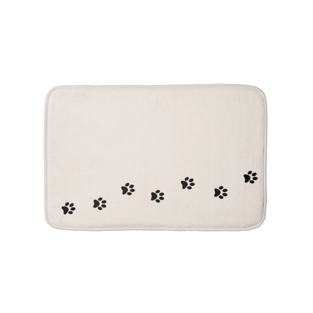 Alfombrilla De Baño Whimsical Black Kitty Paw Print Ivory Bath Mat (Anverso)