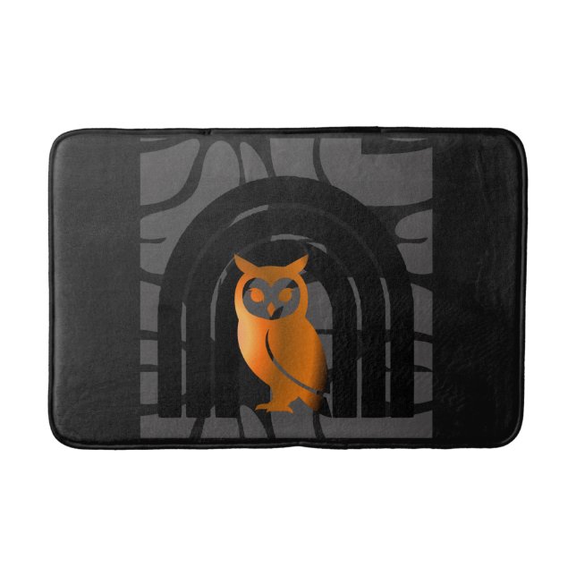Alfombrilla De Baño Whimsical Boho Owl & Tropical Monstera Leaf (Anverso)