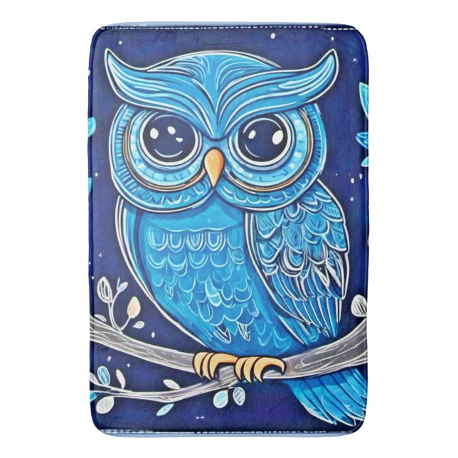 Alfombrilla De Baño Whimsical Chalk Owl (Frente vertical)
