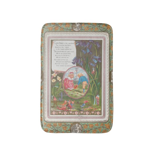 Alfombrilla De Baño Whimsical Cute Antique Valentine, Kate Greenway (Frente vertical)