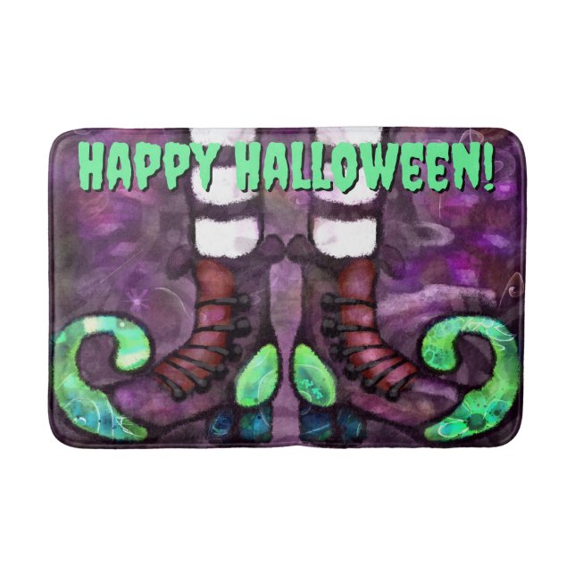 Alfombrilla De Baño Whimsical Halloween Witch Boots Personalizado (Anverso)
