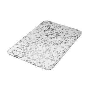 Alfombrilla De Baño Whimsical Silver Stars sobre blanco