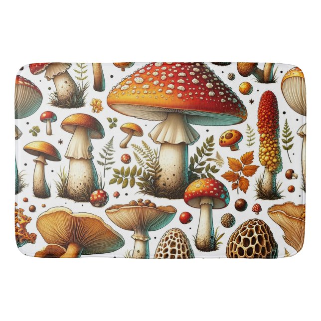 Alfombrilla De Baño Whimsical Wild Mushrooms (Anverso)