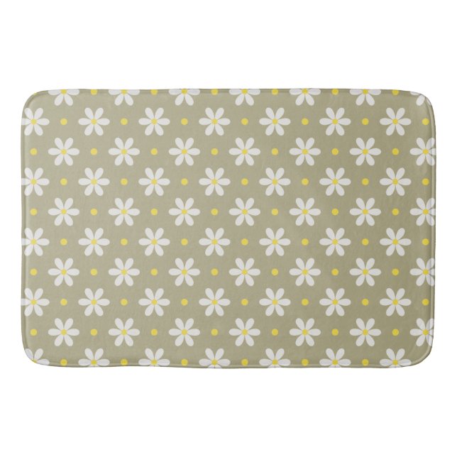 Alfombrilla De Baño White Daisies Pattern Custom Background (Anverso)