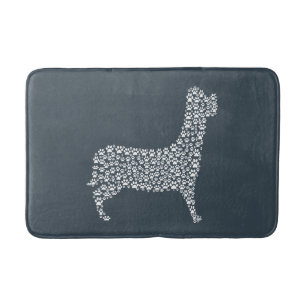 Alfombrilla De Baño White Paw Print Dog Silhouette