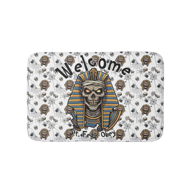 Alfombrilla De Baño 🤍 White Pharaoh Mummy Doormat 🎃 👑 (Anverso)