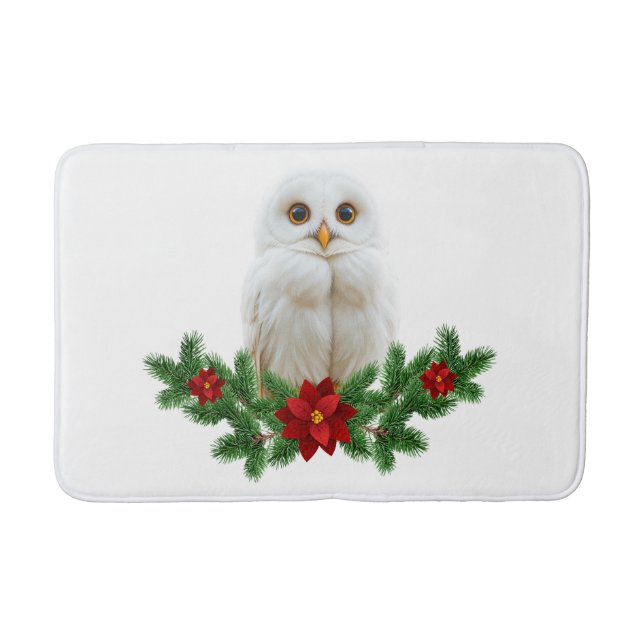 Alfombrilla De Baño White Snow Christmas Owl (Anverso)