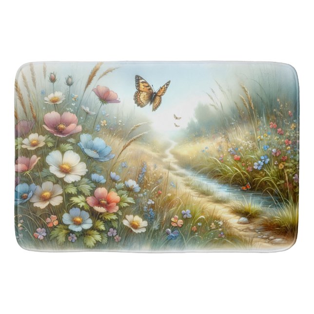 Alfombrilla De Baño Wildflower Meadow Butterfly Garden (Anverso)