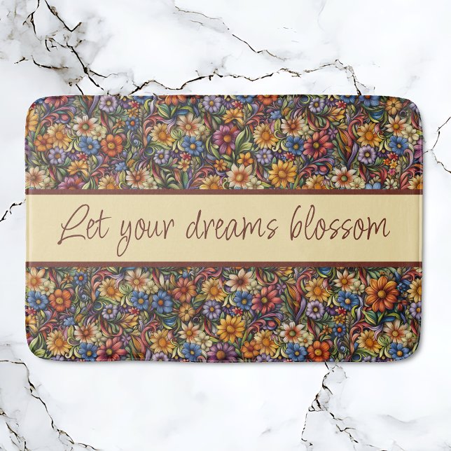Alfombrilla De Baño Wildflower Whimsy deja que tus sueños florezcan (Wildflower Whimsy - Let your dreams blossom Bathmat.)