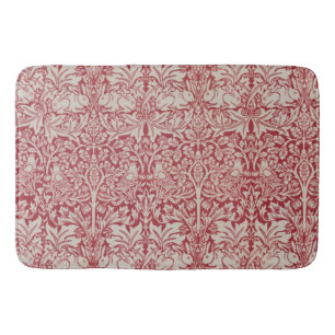 Alfombrilla De Baño William Morris Animales Vintage Aves Conejos Pink