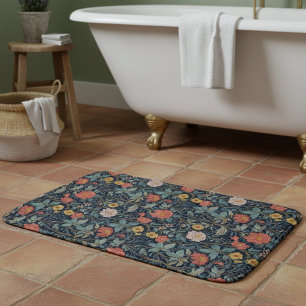 Alfombrilla De Baño William Morris Azul Turquesa Artes y Oficios Flora