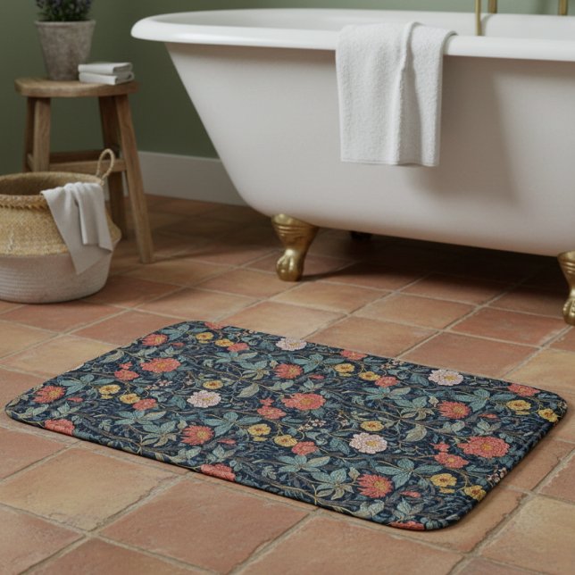 Alfombrilla De Baño William Morris Blue Teal Arts & Crafts Floral (Subido por el creador)