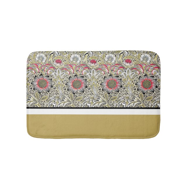 Alfombrilla De Baño William Morris Flowers Red Yellow black (Anverso)