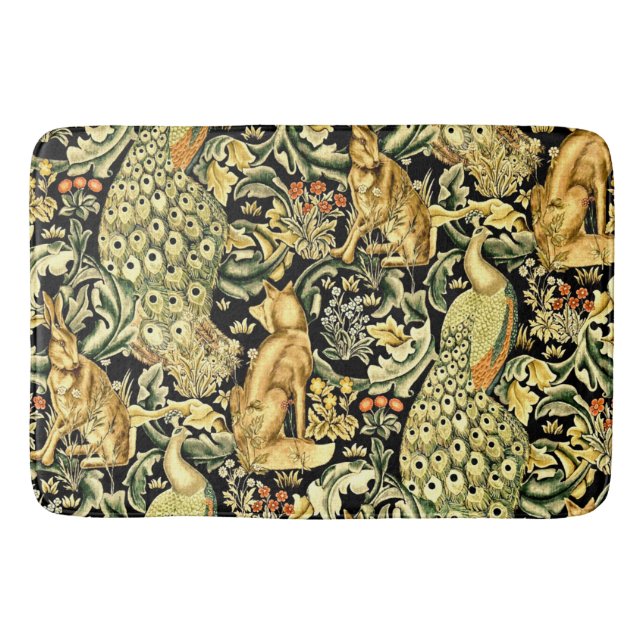 Alfombrilla De Baño William Morris Forest Tapestry Fox Hare Peacock (Anverso)