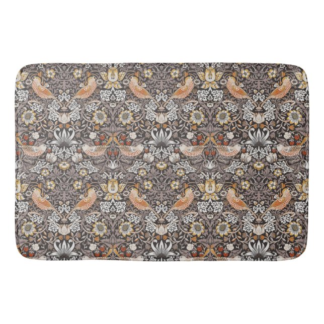 Alfombrilla De Baño William Morris Fruta Robada Carbón Ocre (Anverso)