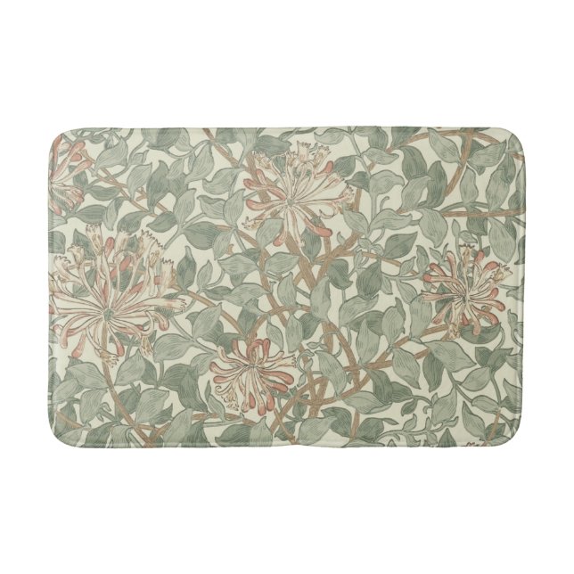 Alfombrilla De Baño William Morris Honeysuckle Green Floral (Anverso)