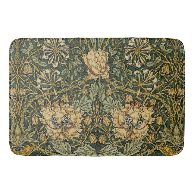 Alfombrilla De Baño William Morris Honeysuckle Green Floral (Anverso)