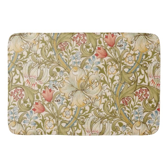 Alfombrilla De Baño William Morris Lily Art Nouveau Floral (Anverso)