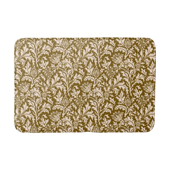 Alfombrilla De Baño William Morris Thistle Damask, Taupe Tan y Beige (Anverso)