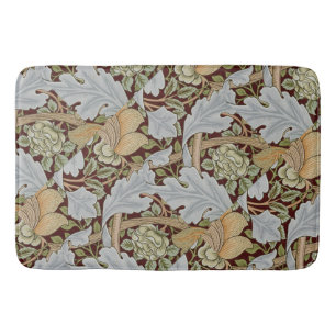 Alfombrilla De Baño William Morris Vintage Flor Floral Blanco Rojo