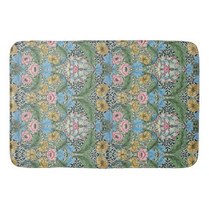 Alfombrilla De Baño William Morris Vintage Myrtle Flores Amarillo Azul