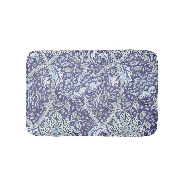 Alfombrilla De Baño William Morris Windrush flores azules florales (Anverso)