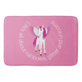 Alfombrilla De Baño Wing Unicorn Fiesta Cortina de ducha rosa