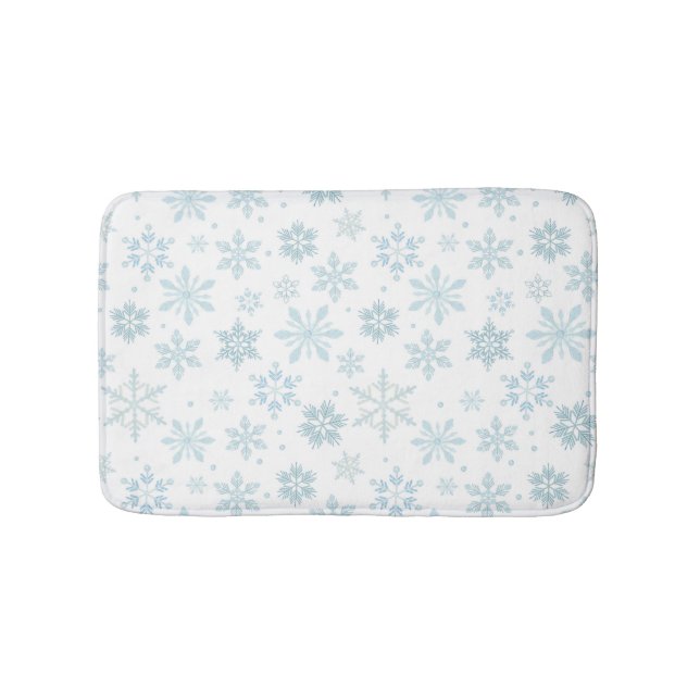 Alfombrilla De Baño Winter Blue Snowflakes (Anverso)