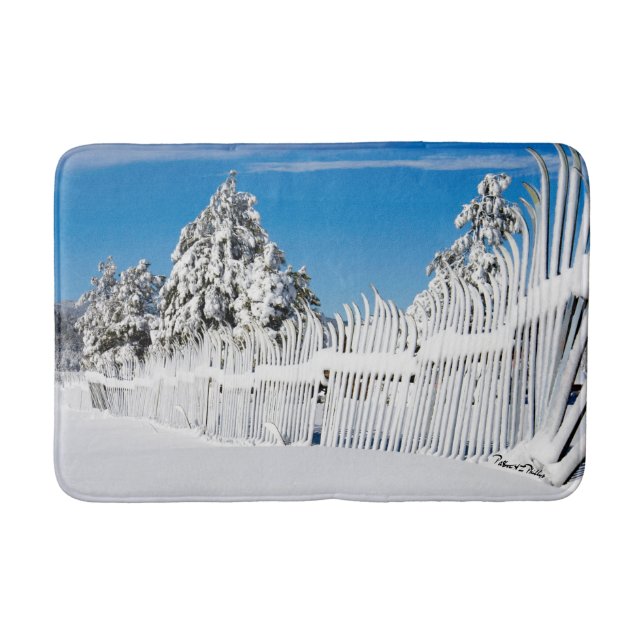 Alfombrilla De Baño Winter Cabin Rusty Snowy Ski Fence Treth (Anverso)