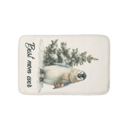 Alfombrilla De Baño Winter Penguin “Best Mom Ever” Design