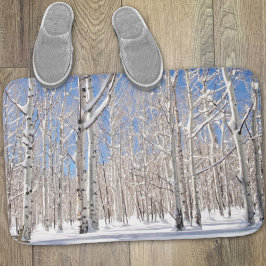 Alfombrilla De Baño Winter Snow Aspen Tree Forest Landscape Photo