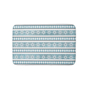 Alfombrilla De Baño Winter Southwest Blue Geometric Snowflake Pines Sm