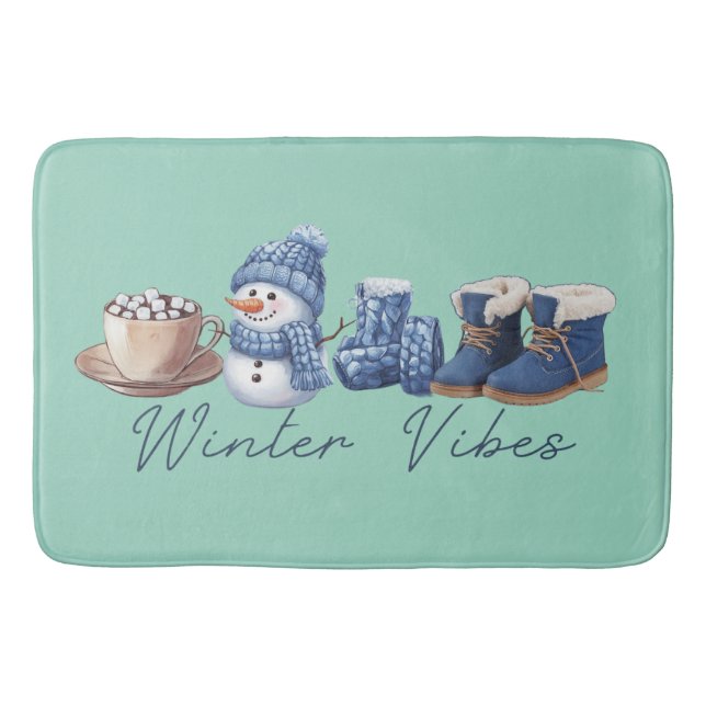 Alfombrilla De Baño Winter Vibes Friendly Snowman (Anverso)