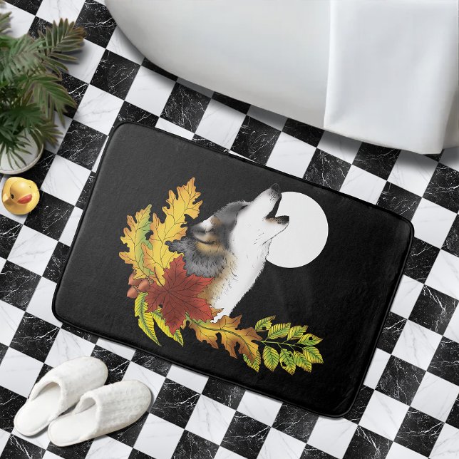 Alfombrilla De Baño Wolf Howling Moon (Subido por el creador)