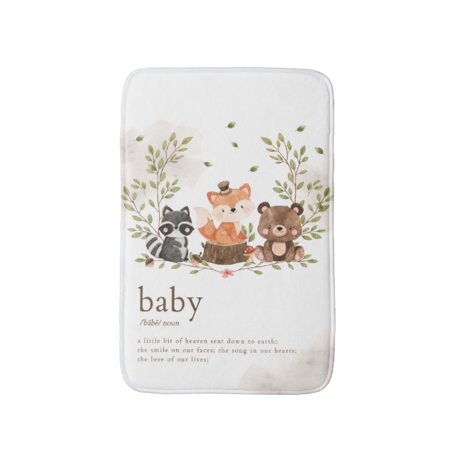 Alfombrilla De Baño Woodland Animales Nursery Baby Definition (Frente vertical)