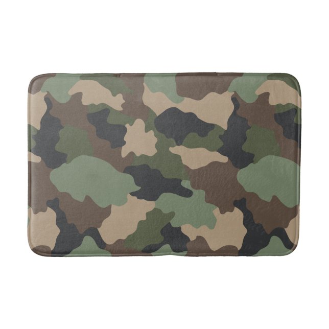 Alfombrilla De Baño Woodland Camo Khaki Tan Black (Anverso)