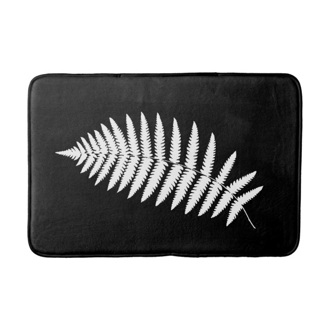 Alfombrilla De Baño Woodland Fern 2, blanco y negro (Anverso)