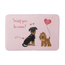 Alfombrilla De Baño Woof You Be Mine Valentine Dogs