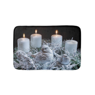 Alfombrilla De Baño Wreath de advenimiento blanco