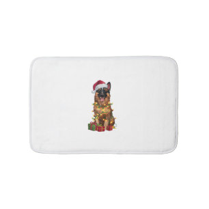Alfombrilla De Baño Xmas Iluminando Santa Hat Perro belga Tervuren Chr