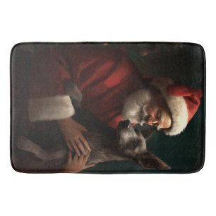 Alfombrilla De Baño Xoloitzcuintli Con Navidades festivos de Santa Cla
