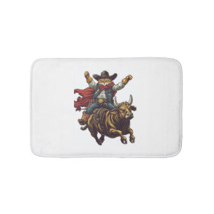 Alfombrilla De Baño Yehaw Kitty - Rodeo de Cowboy gato salvaje del oes